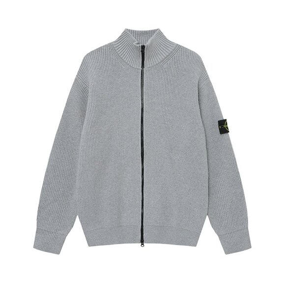 Stone Island Gray Full-Zip Sweater - Picture 1 of 2